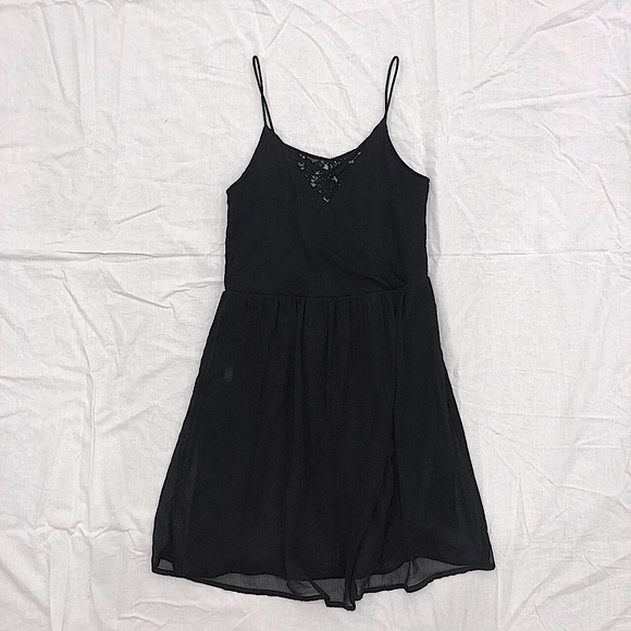 Babydoll Spaghetti Strap Little Black Dress - Picture 1 of 4